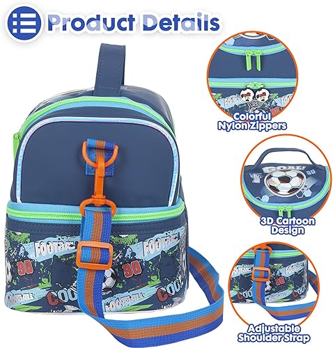 Miniatura 6 de Bolsa de almuerzo aislada de doble piso para niños, bolsa de comida grande para el regreso a la escuela, para niños, niñas, hombres y mujeres, con