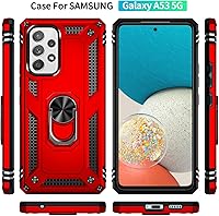Vista 2 de Funda para Samsung Galaxy A53, con protector de pantalla HD, [grado militar] anillo de montaje en coche con soporte híbrido de PC duro TPU suave a