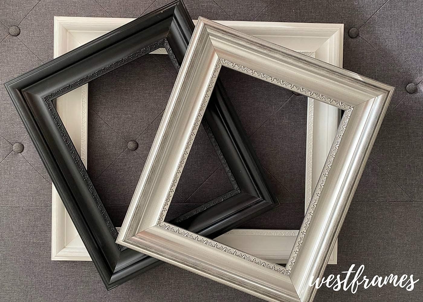 West Frames Stella Modern Vintage Ornate Wall Picture Frame 3" Wide (White, 16" x 20" Empty Frame Only, No Plexiglass)