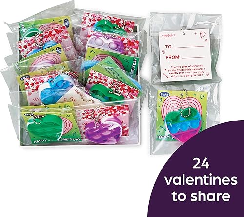 Miniatura 4 de Highlights for Children Pop-It Tarjetas de San Valentín para intercambio de aula para niños, paquete de 24 tarjetas de rompecabezas para el día de