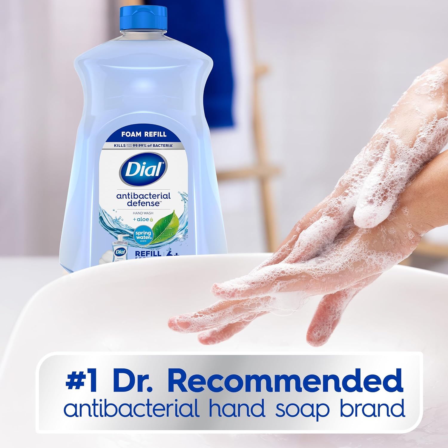 Dial Antibacterial Foaming Hand Soap Refill, Spring Water, 52 fl oz & Antibacterial Foaming Hand Wash, Spring Water, 7.5 fl oz (Pack of 6)