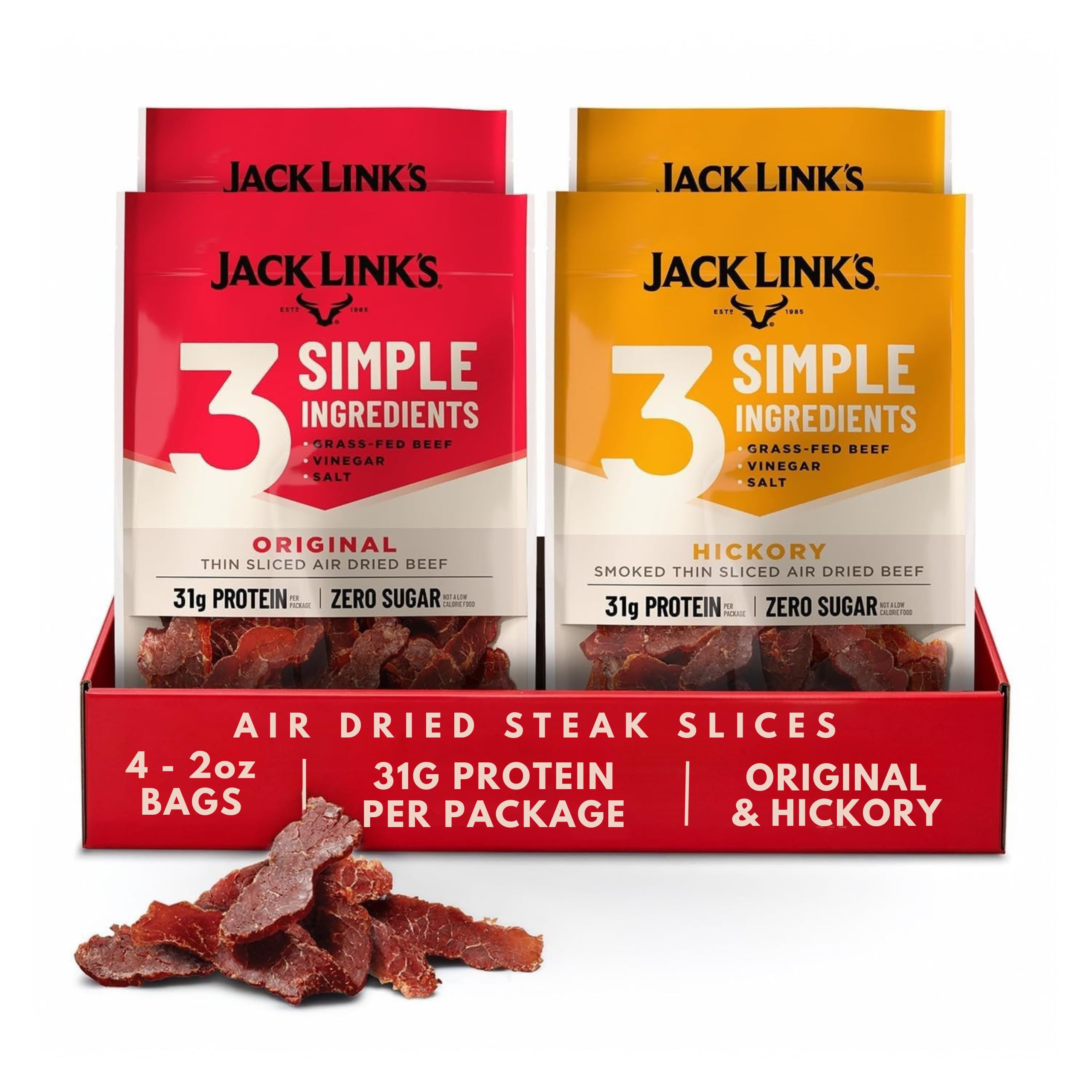 Jack Link's Steak Slices - Original & Hickory Smoked - (4 Pack) 2 oz