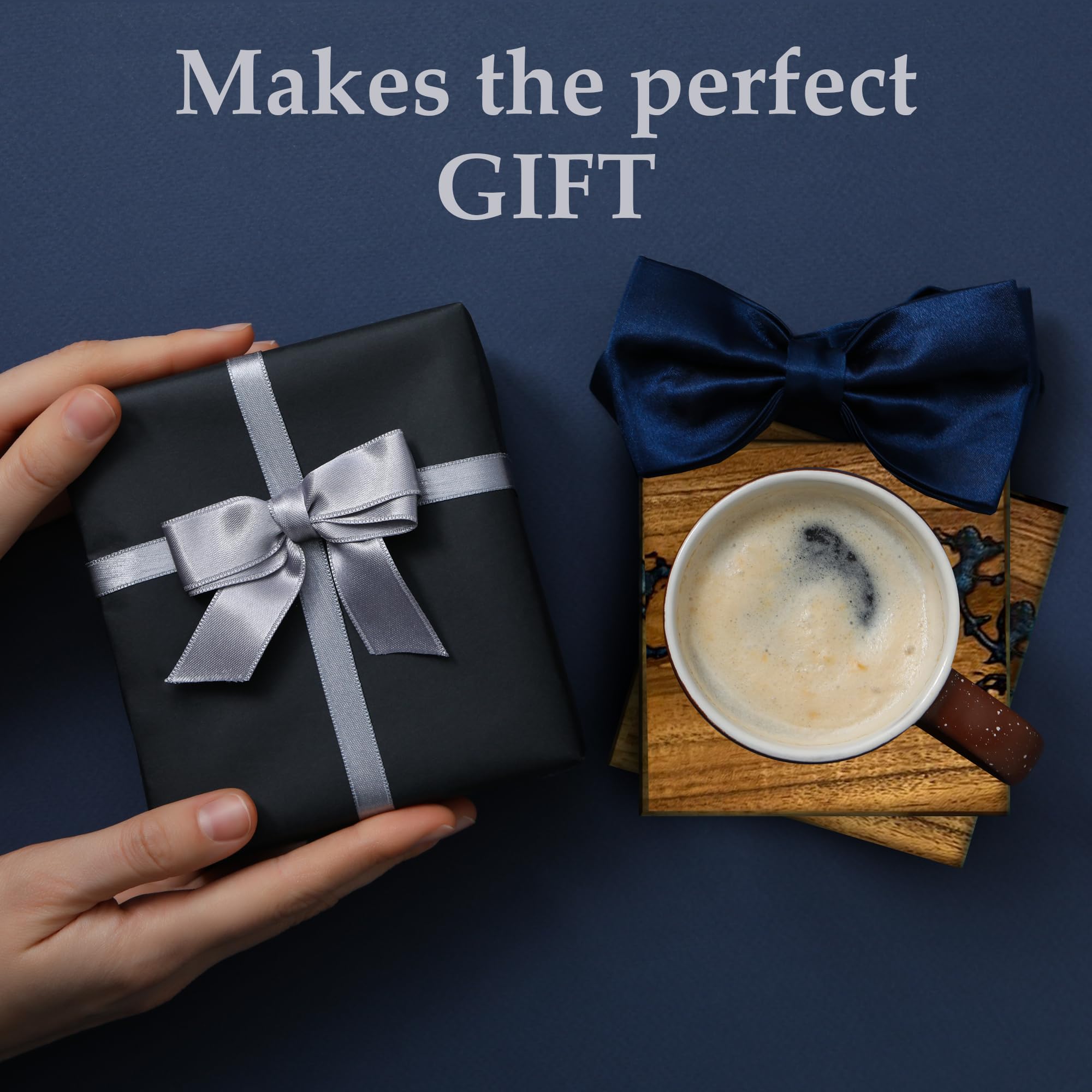 Hermoso juego de posavasos de resina epoxi y madera, ideal para proteger la mesa, mejora la decoración de tu mesa de café, gran regalo para el día de la madre, boda, aniversario
