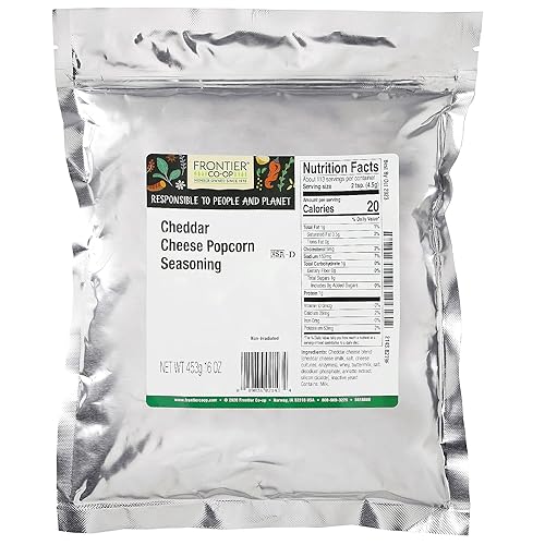 Miniatura 2 de Frontier Co-op Condimento para palomitas de maíz, queso cheddar, sin sal  Bolsa a granel de 1 libra