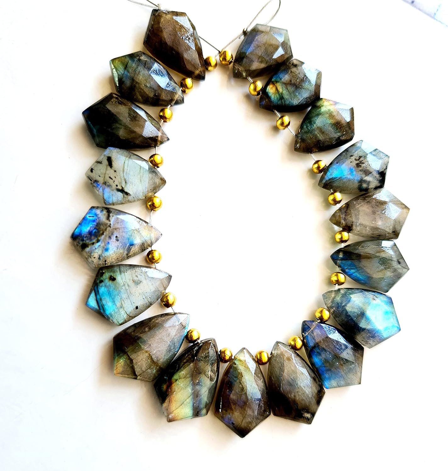 Natural Full of fire Labradorite Gemstone Faceted Briolette's Beads | Arrow Shape | 10 Pieces Size - 10x16-10x18 MM Beads [FSKU-43]