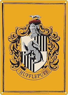 Half Moon Bay | Harry Potter Wall Art | Hufflepuff Crest Tin Signs | Harry Potter Posters For Bedroom | Harry Potter Bedroom Decor & Boys Bedroom Accessories | Metal Harry Potter Bedroom Wall Art