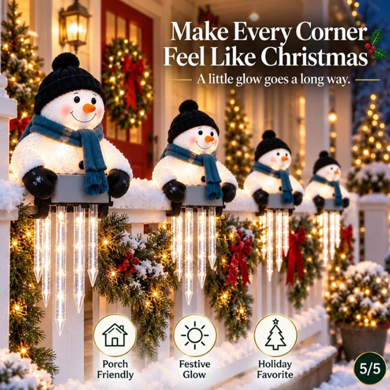 HTU Luci Natalizie Invernali a Pupazzo di Neve con Goccioline -4PCS