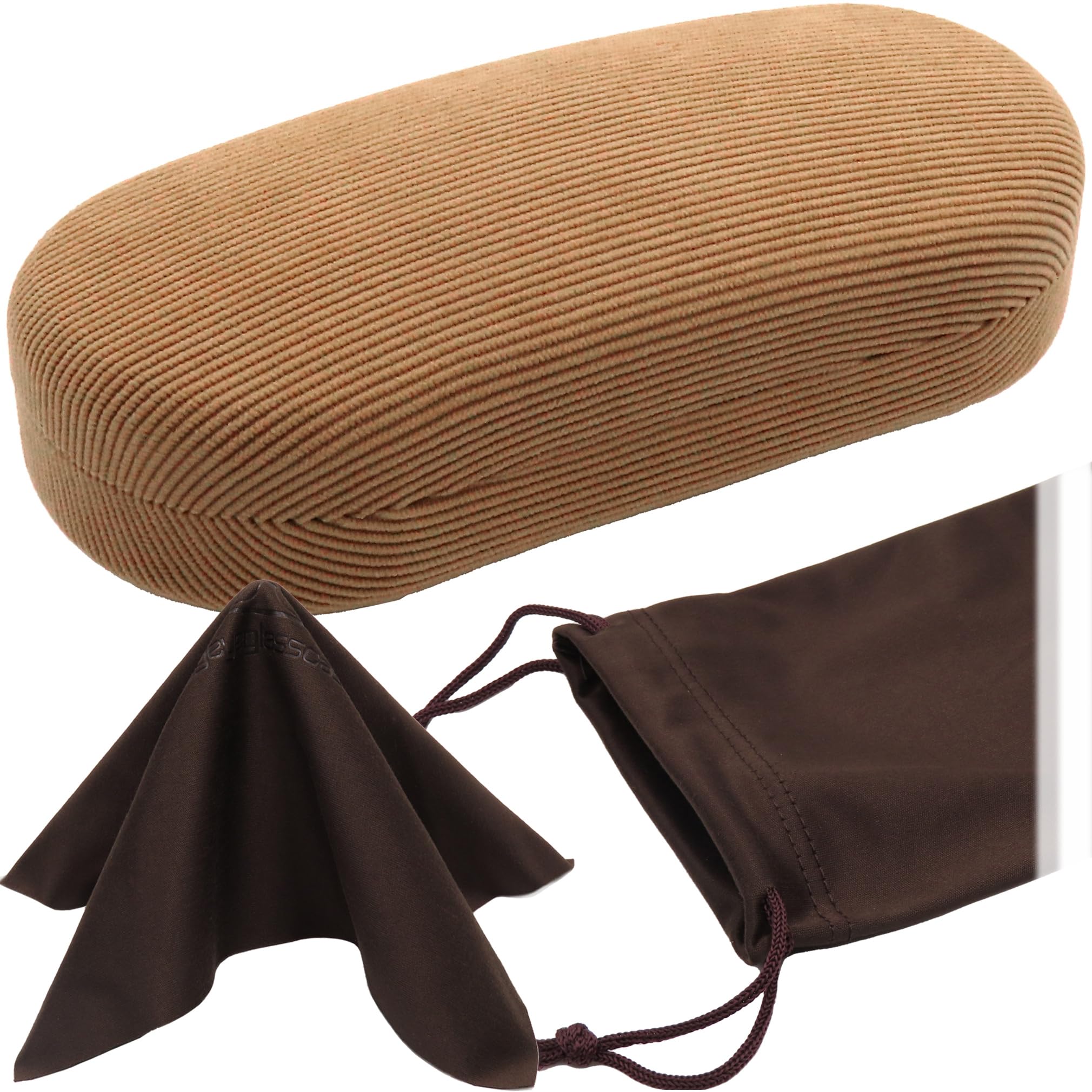 MyEyeglassCase - Large Sunglasses Case - Hard Glasses Case Holder w/Pouch &amp; Cloth - Eyeglass Case Aviator Frames Men &amp; Women