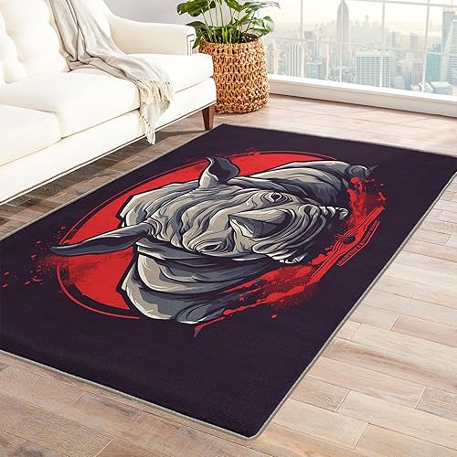 Miniatura 8 de Rhino - Alfombra de área de 4 x 6 pies, alfombra de animales de rinoceronte, alfombras lavables para decoración de sala de estar, dormitorio,