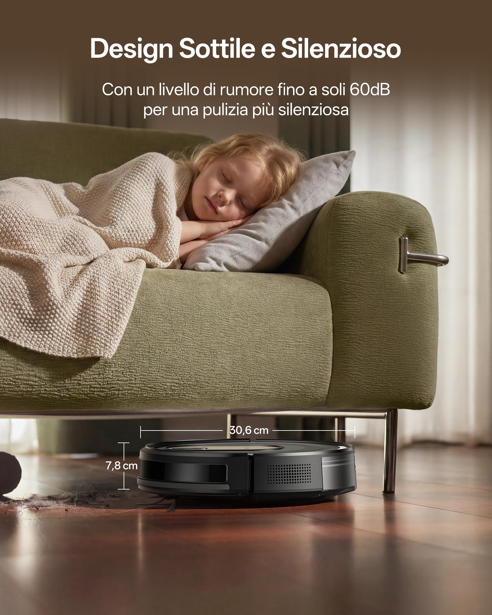 Vexilar W8 Robot Aspirapolvere Lavapavimenti 8,000Pa 2,5 Ore, Silenzioso Aspirapolvere Robot Potente per Pavimenti/Tappeti,Controllo Vocale/APP/Telecomando