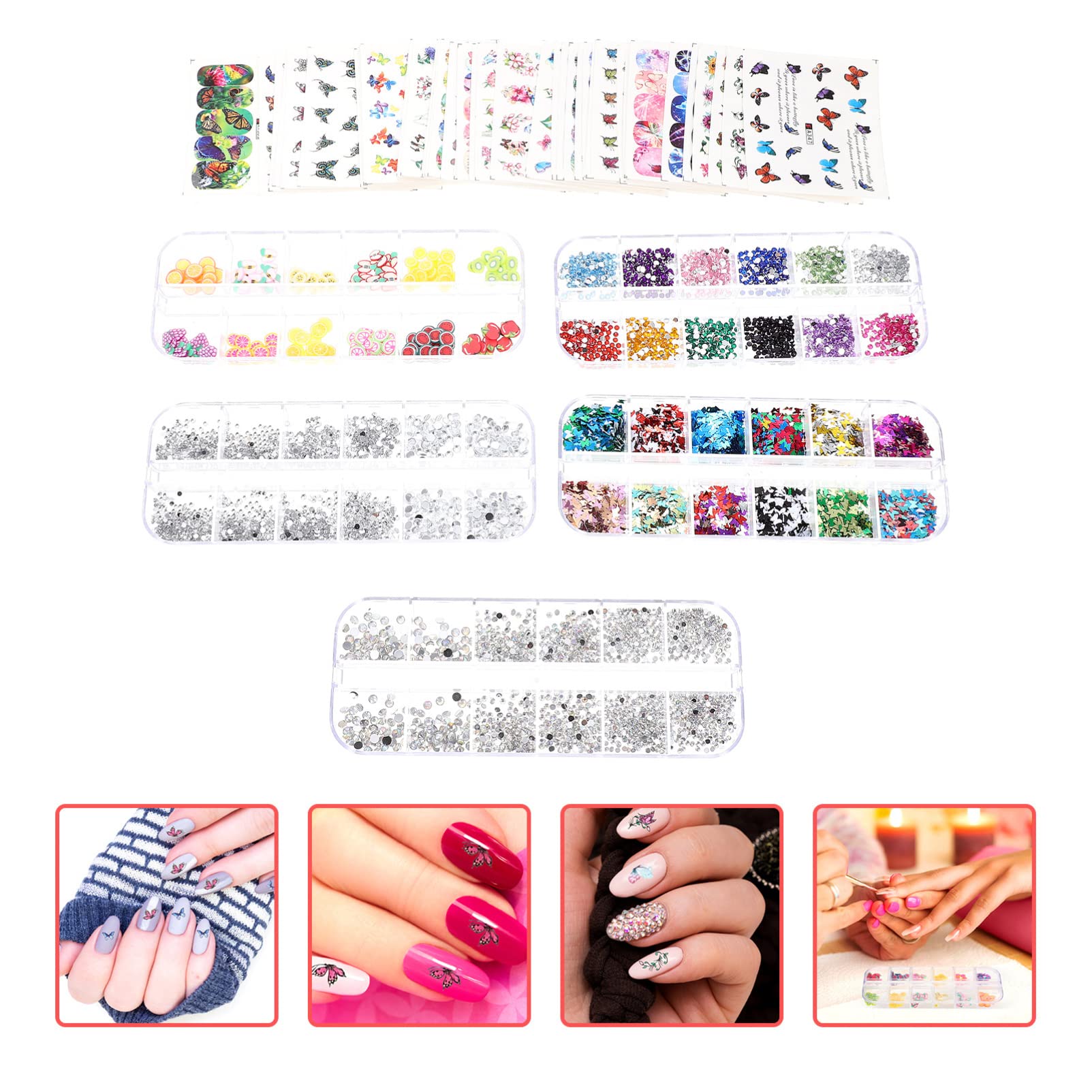2 Set Adesivi per Unghie con Kit Decorazioni per Manicure Strumenti per Nail Art Facili Usare per Iniziare e Regali per Amiche
