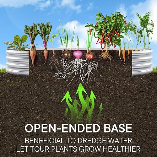 Miniatura 6 de Sunnotic Camas de jardín elevadas para exteriores, 8 x 4 x 1 pies, camas de jardín elevadas galvanizadas para verduras 12 en 1, kit de cama de