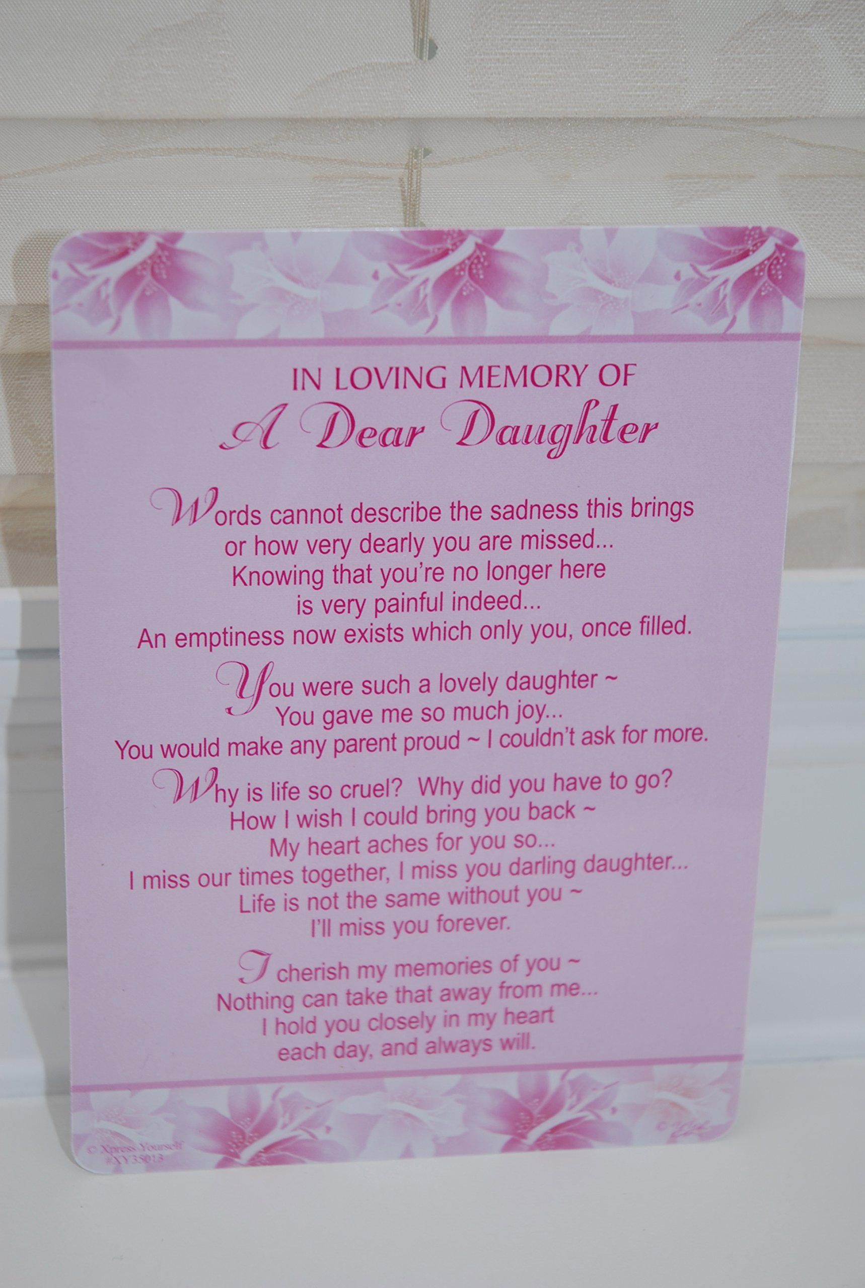Xpr3ss Xpress In Loving Memory Of A Dear Daughter Graveside Memorial Card
