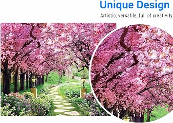Funnytree 118 x 95 Spring Backdrop Flower Tree Garden Path Landscape Background Wedding Baby Shower Birthday Party Decor Banner Supplies Studio Photography Photo Booth Prop Gift