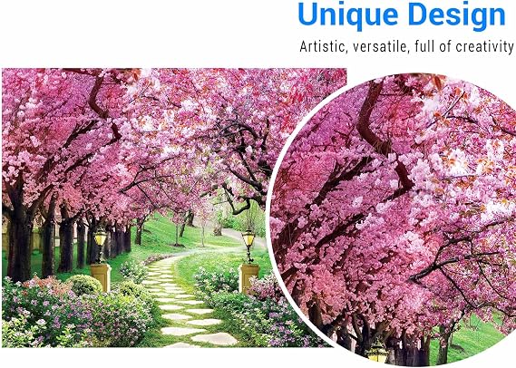 Funnytree 118 x 95 Spring Backdrop Flower Tree Garden Path Landscape Background Wedding Baby Shower Birthday Party Decor Banner Supplies Studio Photography Photo Booth Prop Gift