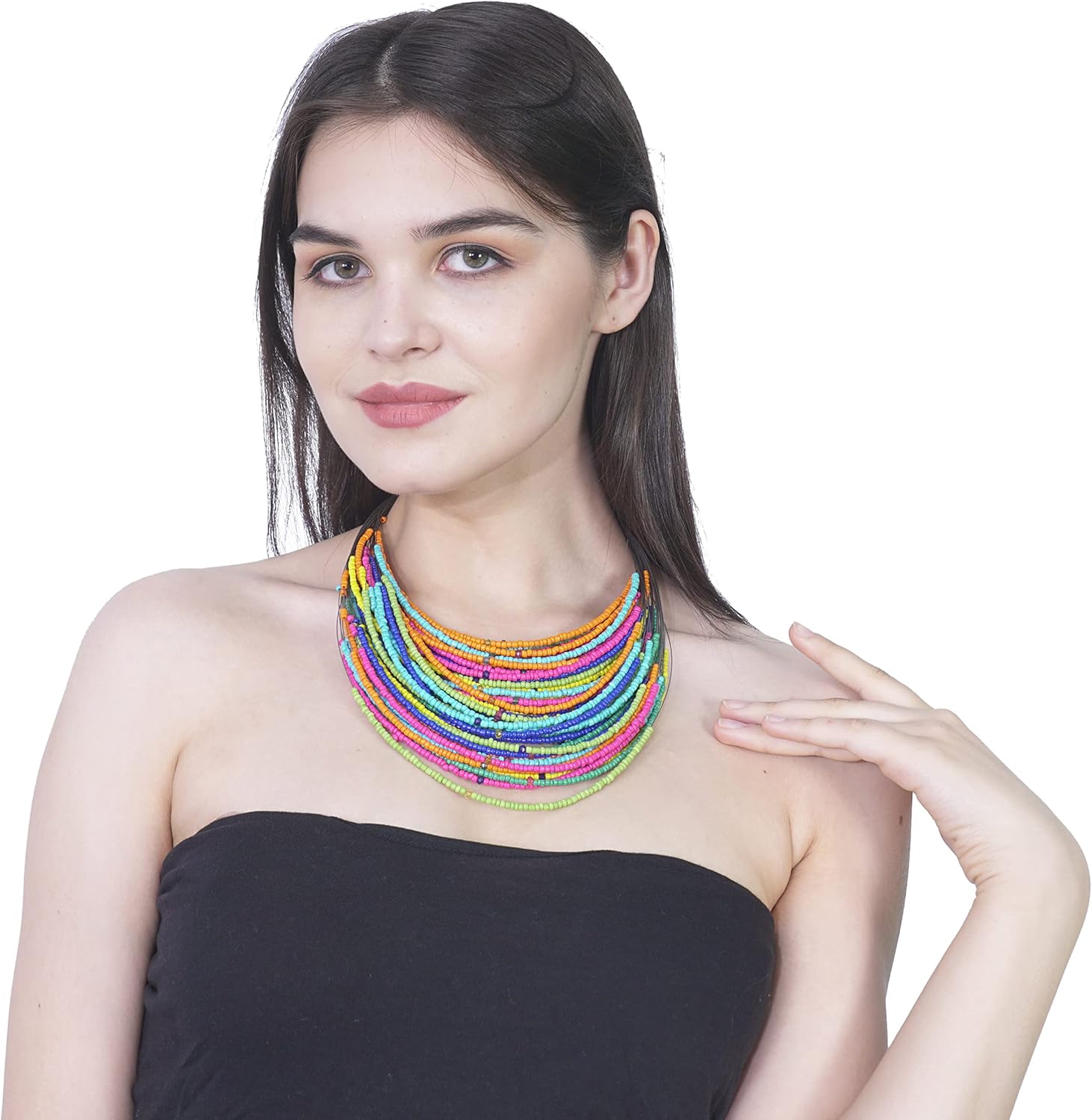 Bohemian handmade beaded statement necklace for women and girls by Ishvaku