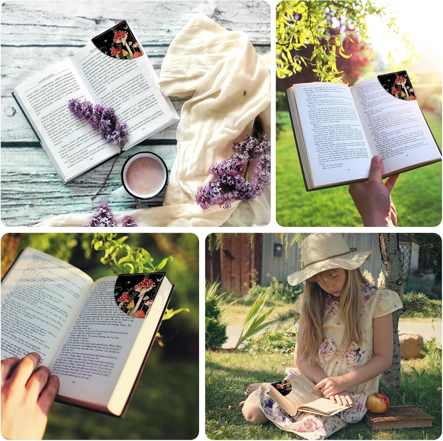 2 Pack Mushroom Leather Book Corner Bookmark, Durable Handmade Reading Accessories - Gifts for Readers, Women, Men, Teachers, Students - Image 2