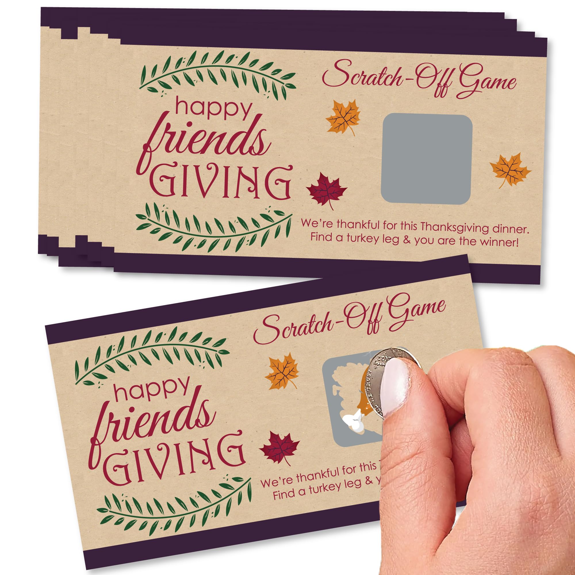 Big Dot of Happiness Friends Thanksgiving Feast - Friendsgiving Party Game Scratch Off Cards - 22 Count