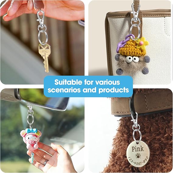60 Pcs Keyring Making Kit 30Pcs Key Rings and 30Pcs Lobster Clasps Stainless Steel Metal Keychain Clip with Plastic Box for Jewellery Making DIY Craft