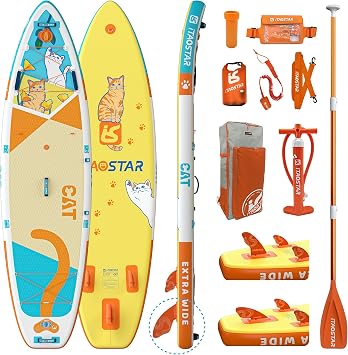 iTAOSTAR Pets 829" / 1135" / 116"34"/1134" Inflatable Paddle Board, One-Stop Premium SUP Accessories, Extra Wide Paddle Board for More Balance, Tailored Fins for More Fun