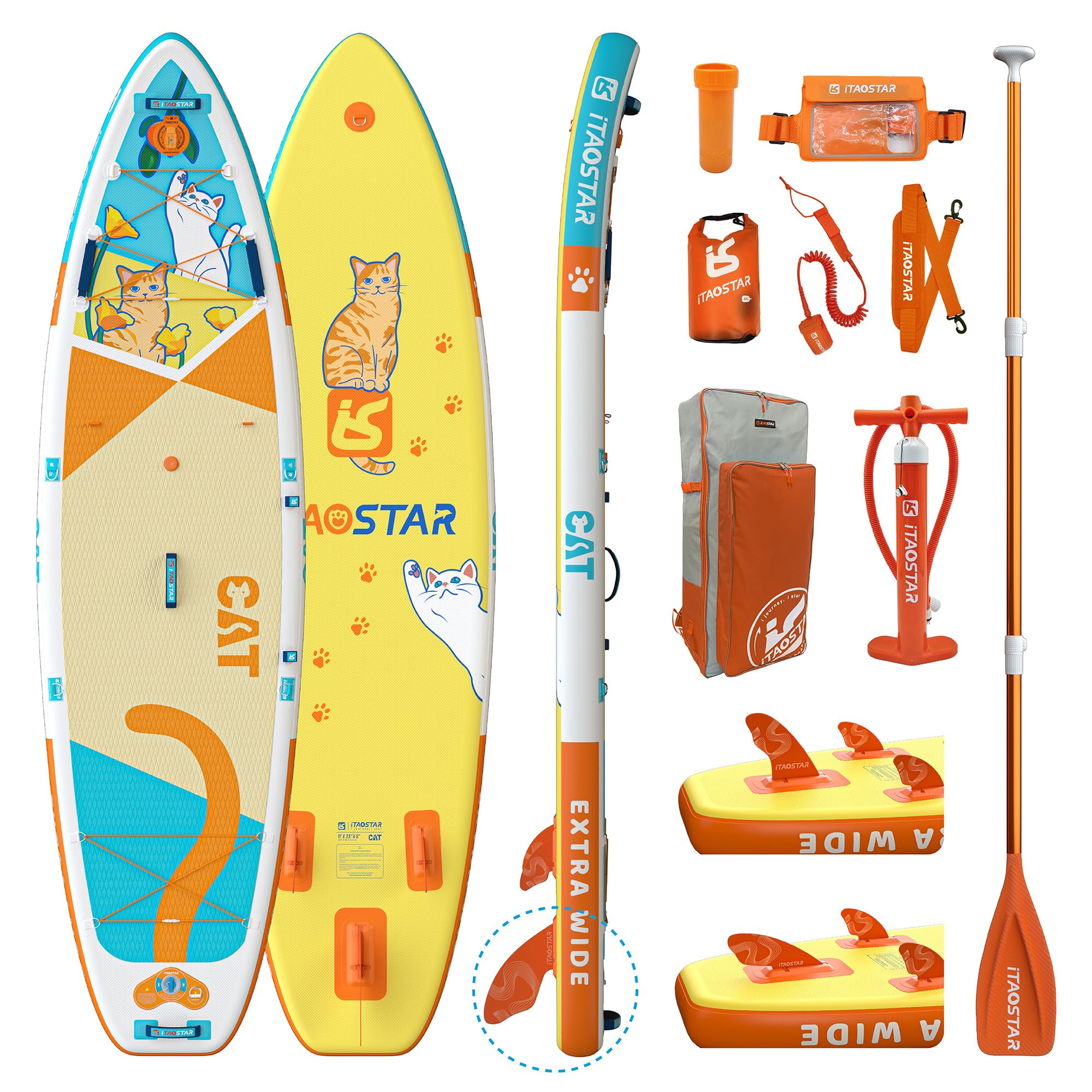 iTAOSTAR11'/10'6" Inflatable Stand Up Paddle Board with Premium SUP Board Accessories, Adj Paddle, Anti-Slip EVA Deck, 120L Travel Backpack w/Front Pocket | Blow Up Paddle Board for All Skill Levels