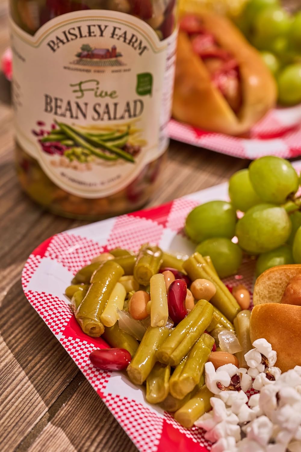 Paisley Farm Five Bean Salad (6 Pack) – Gourmet Ready-to-Eat Bean Medley | Protein-Rich, Tangy & Savory Side Dish | Gluten-Free, Vegan, 24 oz Jars