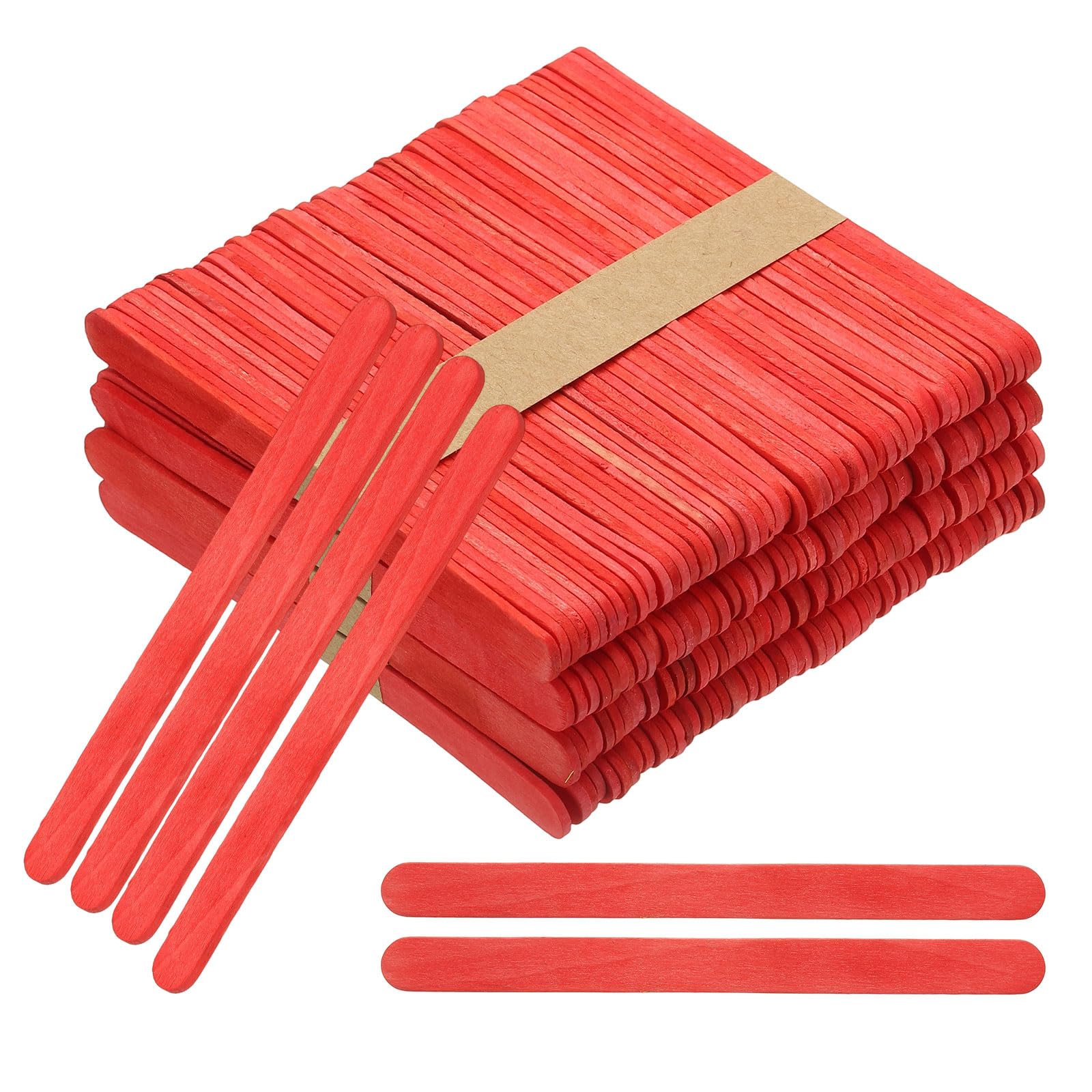 PATIKIL 114x10 mm 200 Pack Craft Sticks, 4.5 Inch Wood Sticks for Crafts Ice Cream DIY Home Art Projects Creative Designs Education, Red