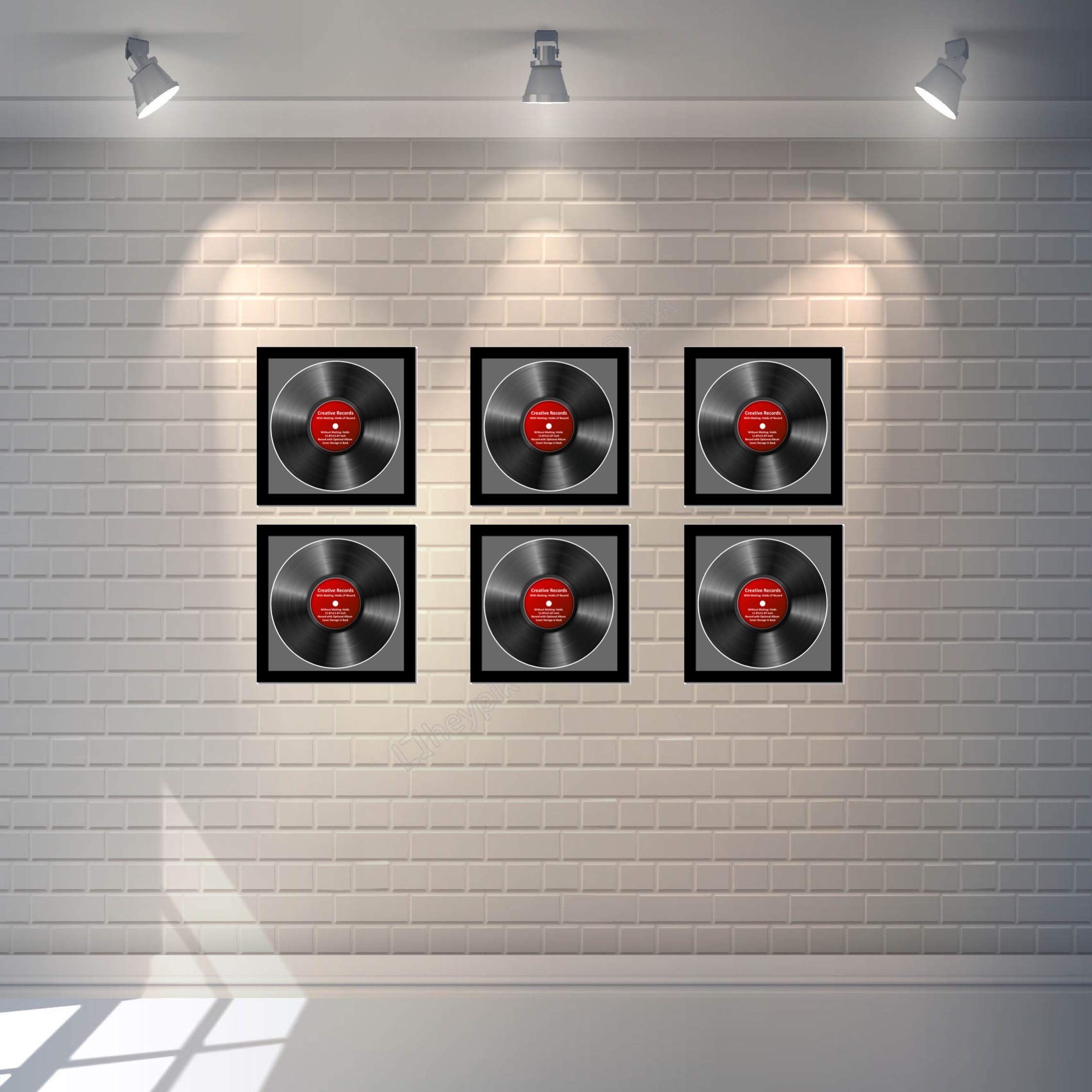 CreativePF LP - Marco para Discos de Vinilo con Cristal y Colgador de Pared