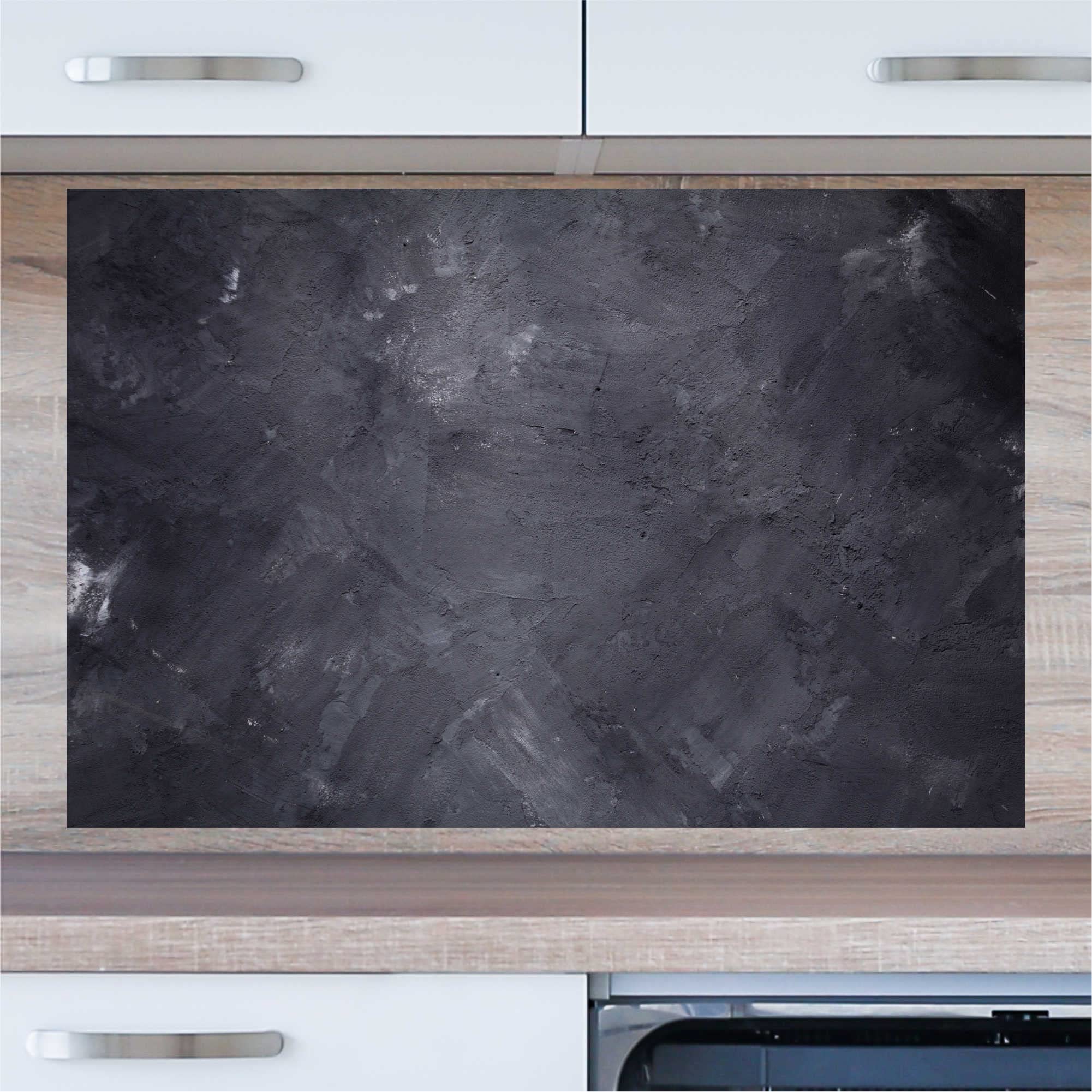 INDIGOS UG - Pannello posteriore da cucina per piastrelle, cemento nero, 100 x 60 cm, paraspruzzi in alluminio, resistente al calore, pannello posteriore da cucina, moderno, lavabile, per fornelli e