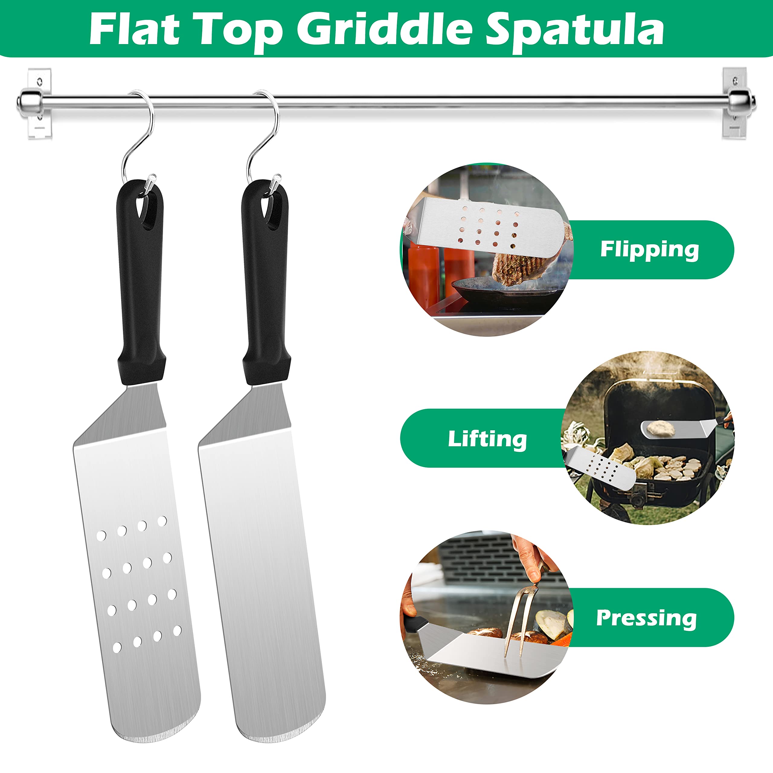 HaSteeL Grillspatel Aus Edelstahl – 2 Stück, 30,5 Cm, Mit Kunststoffgriff, Für Burger, Steak & Grillen
