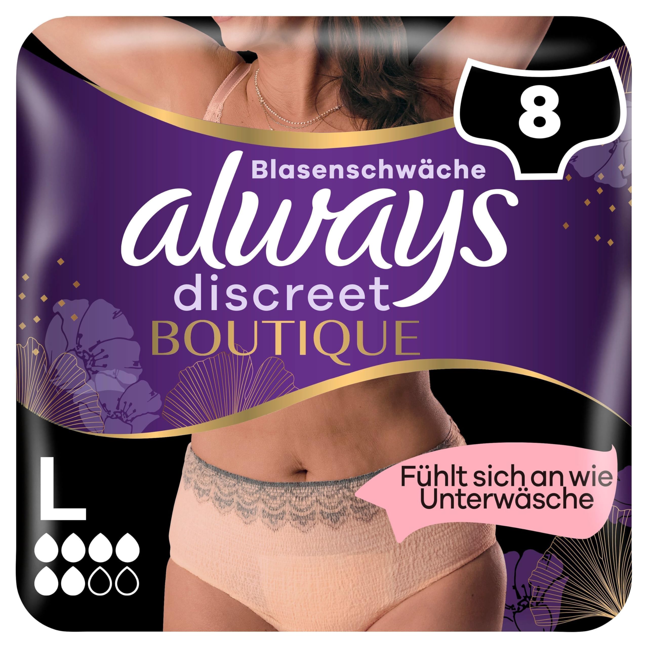 Always Discreet Boutique Bielizna Spodnie na nietrzymanie moczu, L, 8 Bielizna
