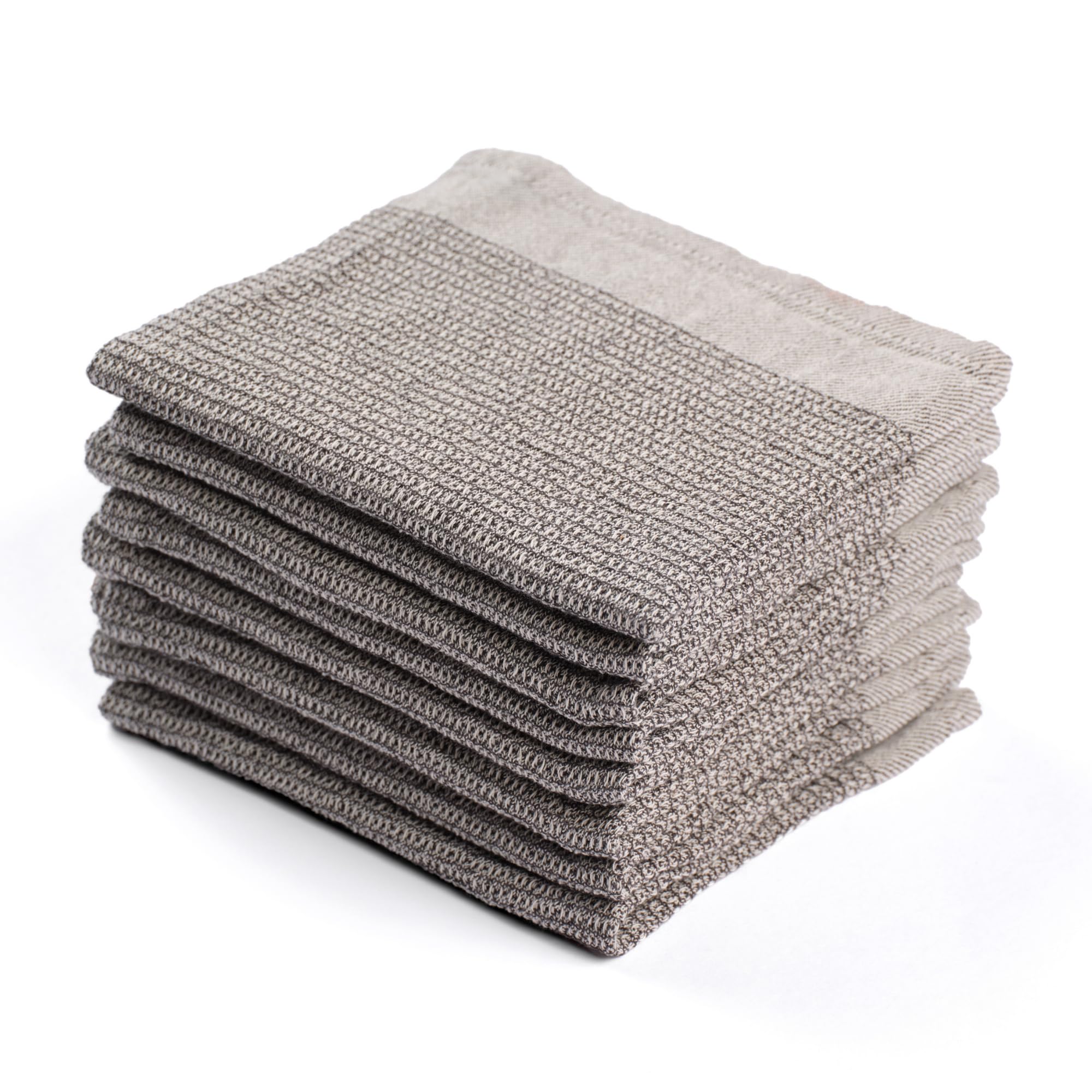 Meema Charcoal Wash Cloths Kitchen Set Of 8 - Waffle Soft And Absorbent Dish Towels - Kitchen Wash Cloths For Dishes Washing Dishes, Cleaning & Drying - 100% Cotton, Dishcloth, 12X12 Inches