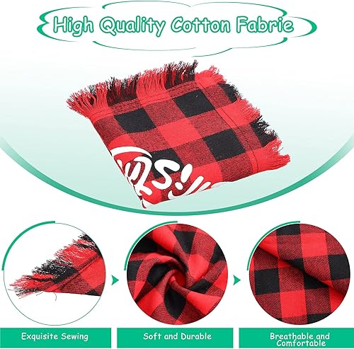 Miniatura 4 de Weewooday Juego de 3 piezas de disfraz de Navidad para perro, bandana a cuadros de búfalo, bufanda triangular, corbata de lazo para mascotas con