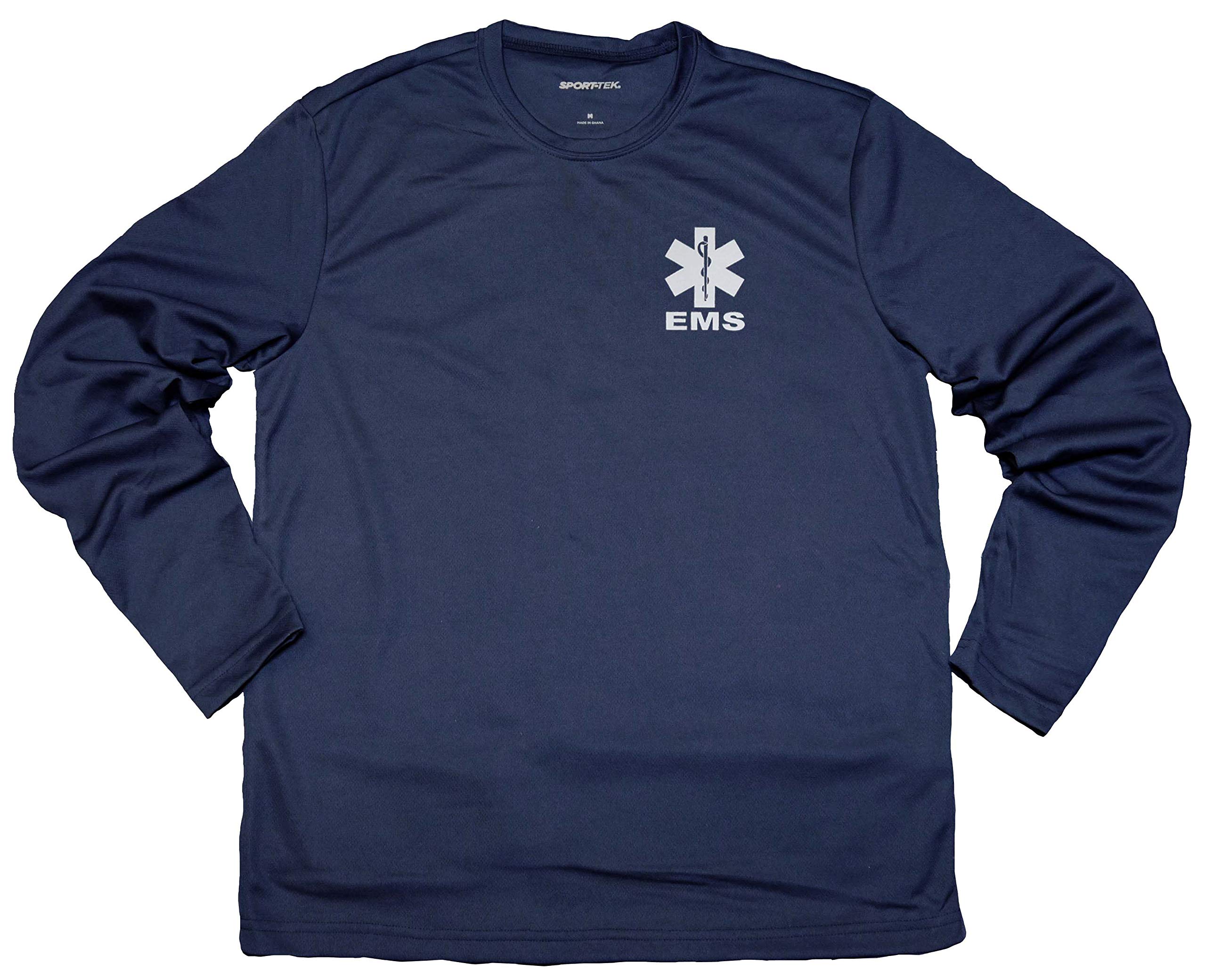 Qraphic TeeEMS Performance Long Sleeve t Shirts with Reflective Decoration on Both Front and Back