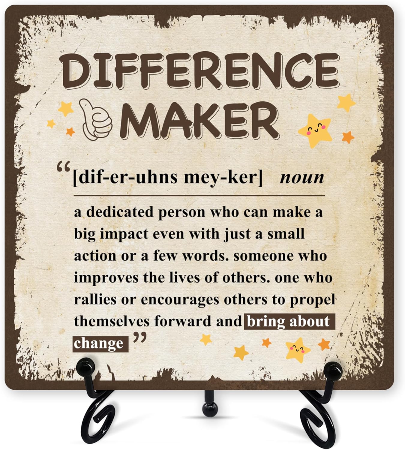 Difference Maker Desk Decor, Difference Maker Definition Sign With Iron Stand, Inspirational Gifts For Women Men Coworker Friend, Thank You Gifts For Leader Boss, Home Office Desk Shelf Decor -33