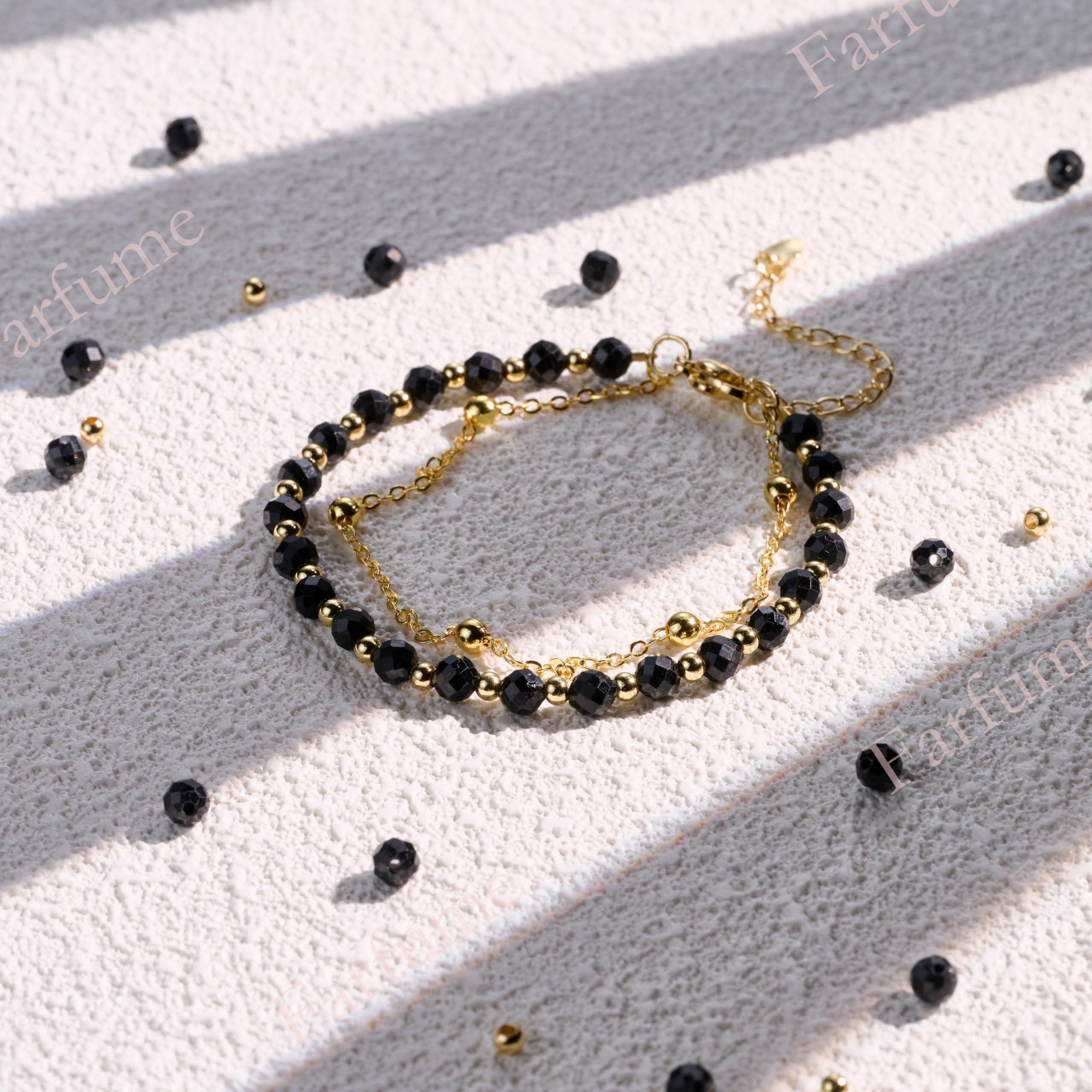 Farfume Bracciale Pietre Naturali per Donna Perle in Pietra Naturale da 4mm Gemme Lavorate a Mano Gioielli Ideale Regalo