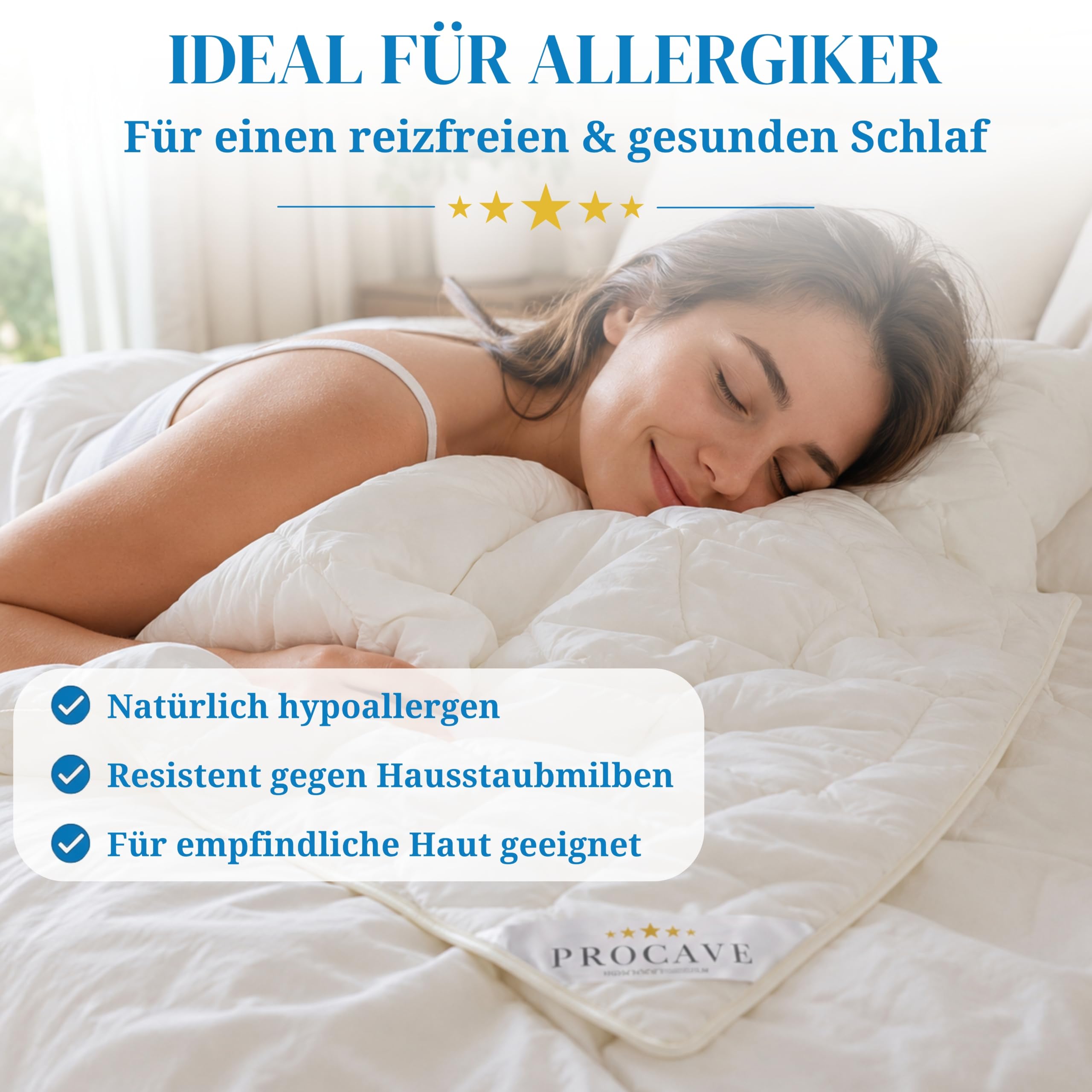 PROCAVE Wildseide Exquisit Qualitäts-Bettdecke für den Sommer 200x200cm, leichte Sommerbettdecke, Tussahseide, aus der Natur, atmungsaktiv & wärmeausgleichend, 100% aus Deutschland