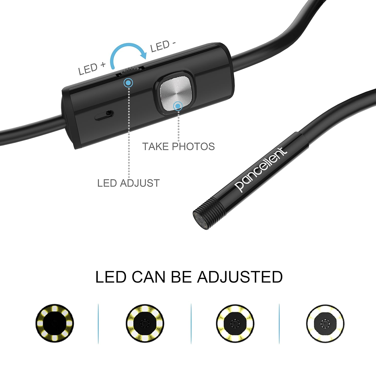 USB Endoscope Pancellent 2 in 1 Waterproof Borescope 5.5mm Inspection Camera with 6 Led and 3.5M Snake Cable USB Adapter for Android Phone Tablet Device (Getting Started Level)