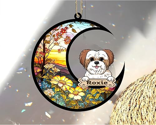 Miniatura 4 de LOVELYPOD Adorno de Navidad personalizado para perro Shih Tzu, atrapasoles Shih Tzu 3 con nombre, regalos de pérdida de mascotas, regalos para