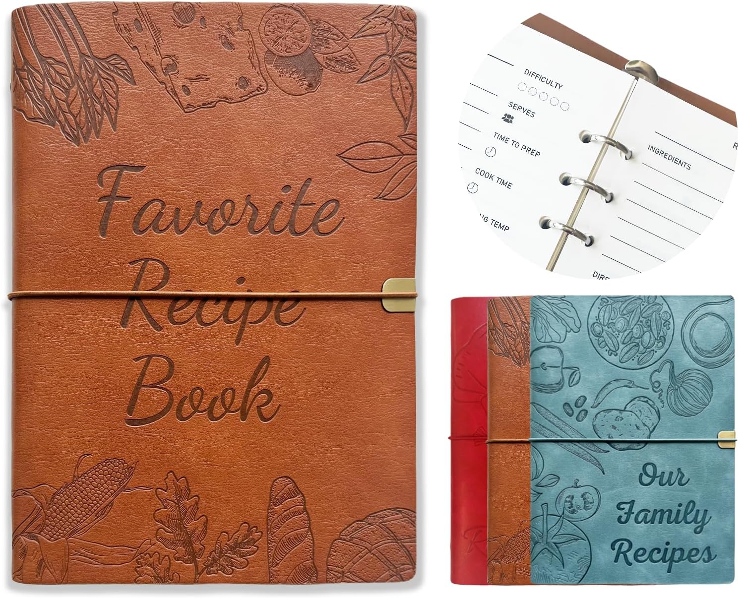 XXINMOH Leather Recipe Book With Index Pages & Templates