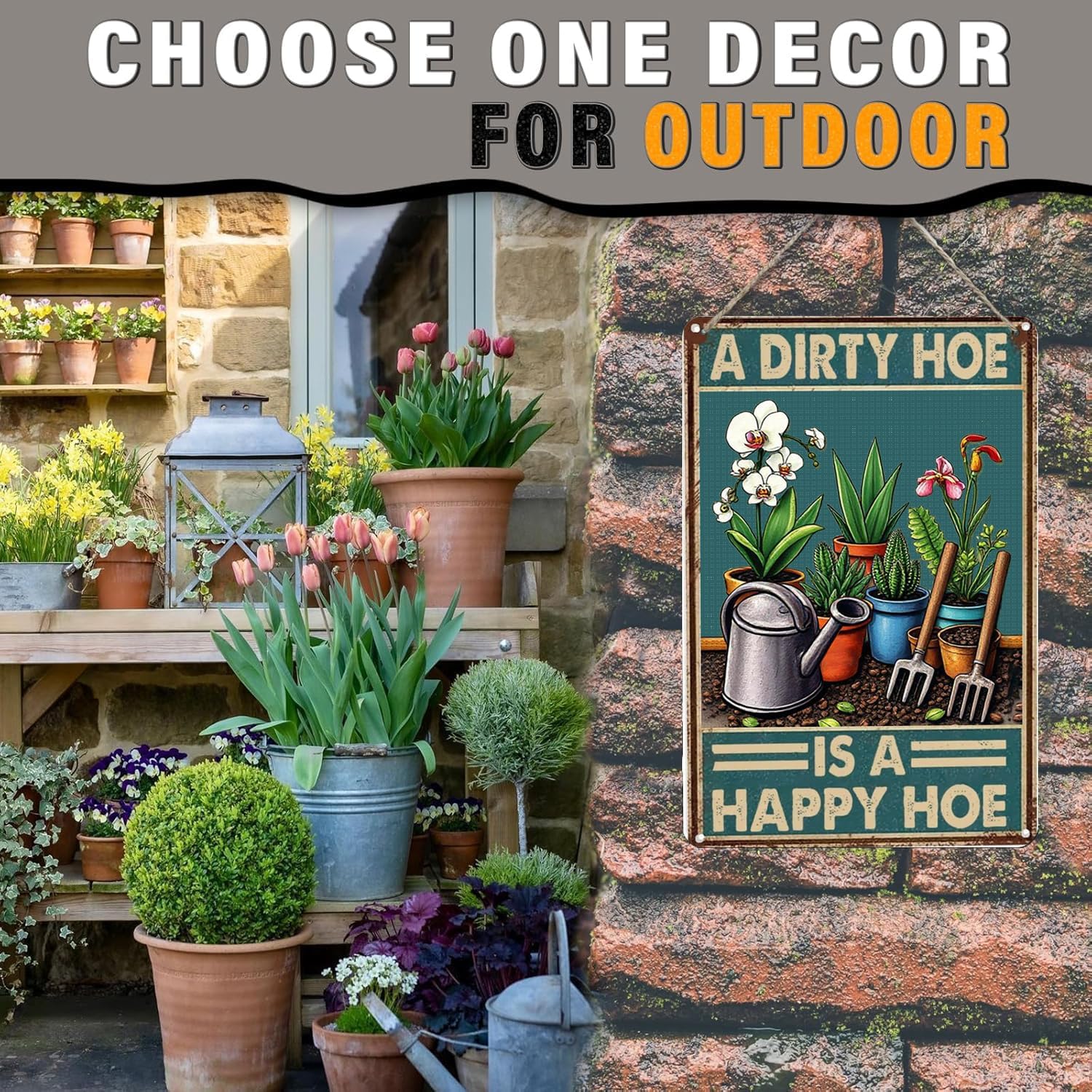 Funny Metal Signs A Dirty Hoe Is A Happy Hoe Vintage Tin Sign Retro Wall Decor for Home Office Farmhouse Yard Garden Shop Cafe Indoor Outdoor 8×12 Inches image 4