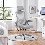 Yaheetech Sedia Ufficio Ergonomica Poltrona Supporto Lombare Grigio Intero - 2