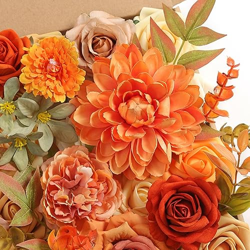 Miniatura 3 de ASTRYAS 38 flores artificiales naranjas para centros de mesa de bricolaje para ramos de boda, centros de mesa, arreglos de rosas de seda, jardín,