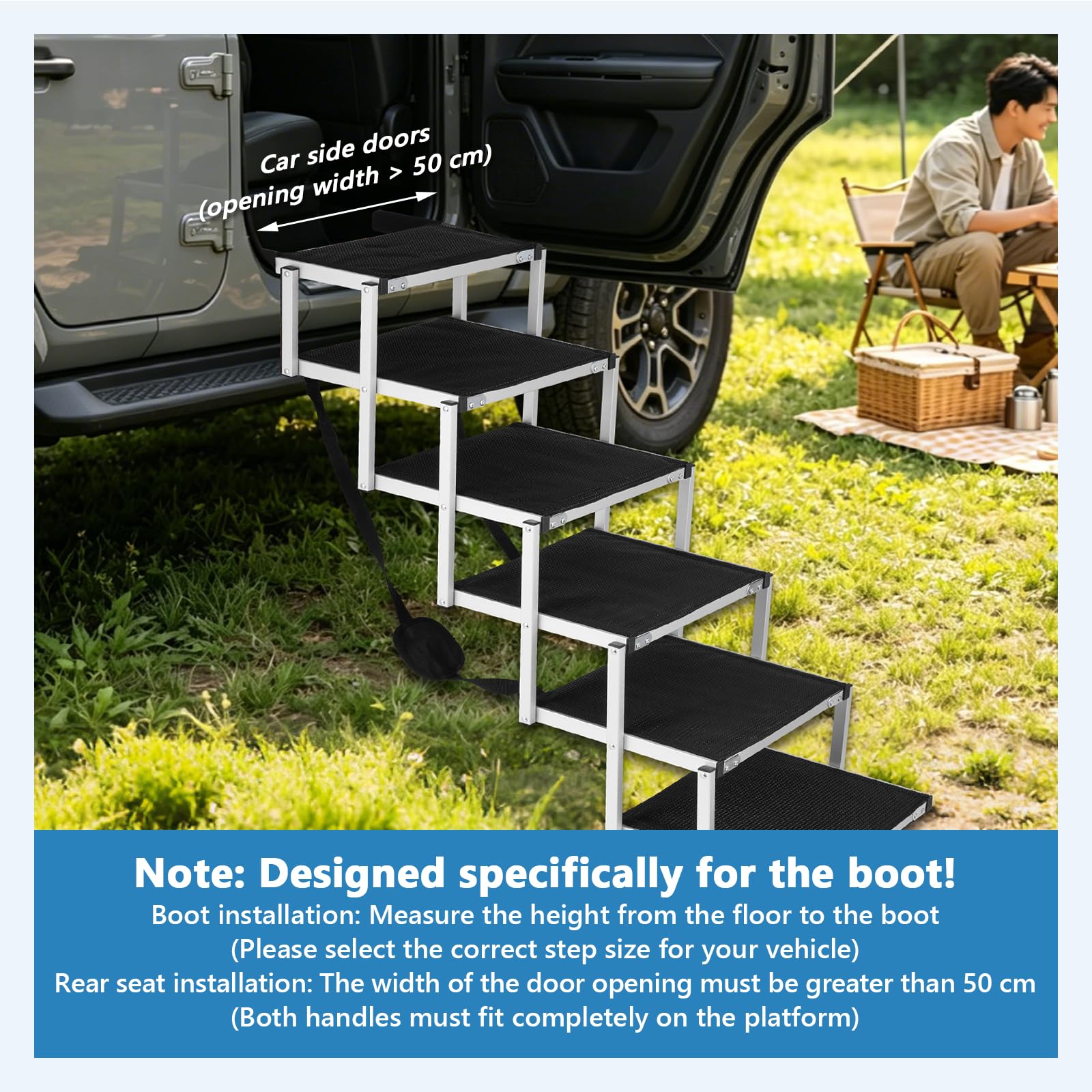 MXBAOHENG Escalera plegable para perros, soporta hasta 70 kg, rampa para perros, marco de aluminio, escalera portátil con antideslizante para perros con problemas articulares (6 peldaños, escalera