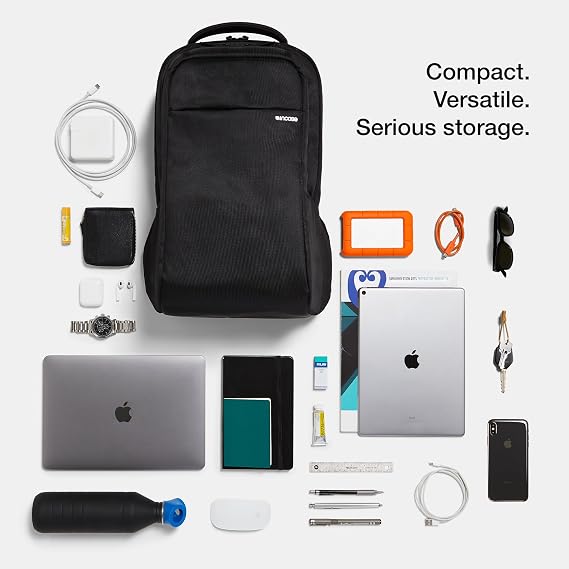 Incase ICON Backpack Large Tech Backpack for Business, School, Travel Laptop Bag with 8 Compartments, Fits 16 Inch Devices Dedicated Laptop, Tablet, Phone and Accessory Pockets - Black