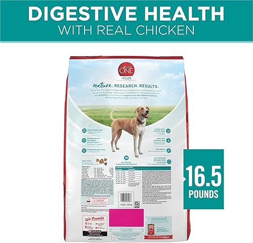 Vista 8 de Purina One Fórmula de Salud Digestiva Plus Alimento Seco para Perros Natural con Vitaminas, Minerales y Nutrientes Añadidos - Bolsa de 16.5 Libras