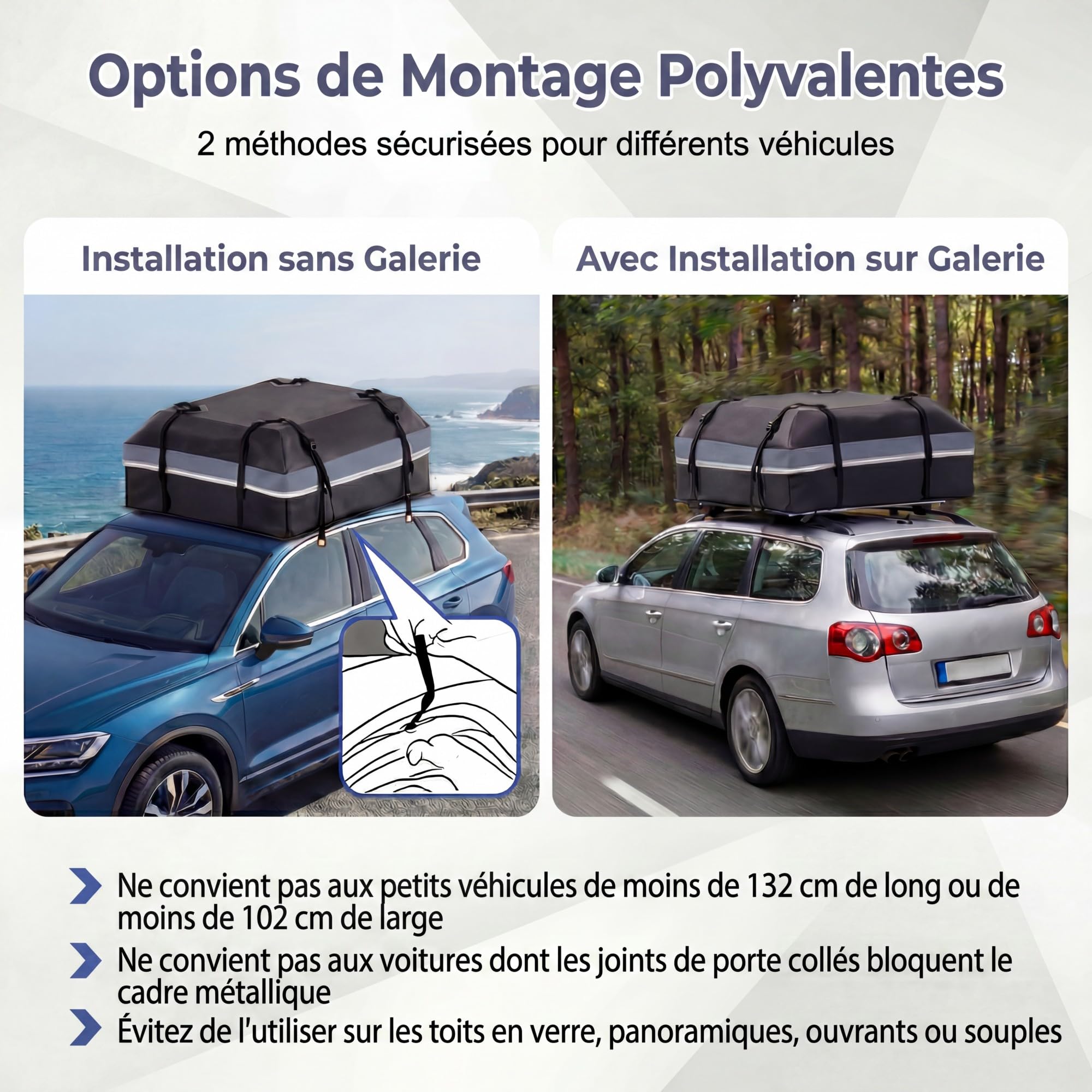 SOARS Coffre de Toit Voiture, Sac de Toit Souple Étanche (Noir+Gris,450L)