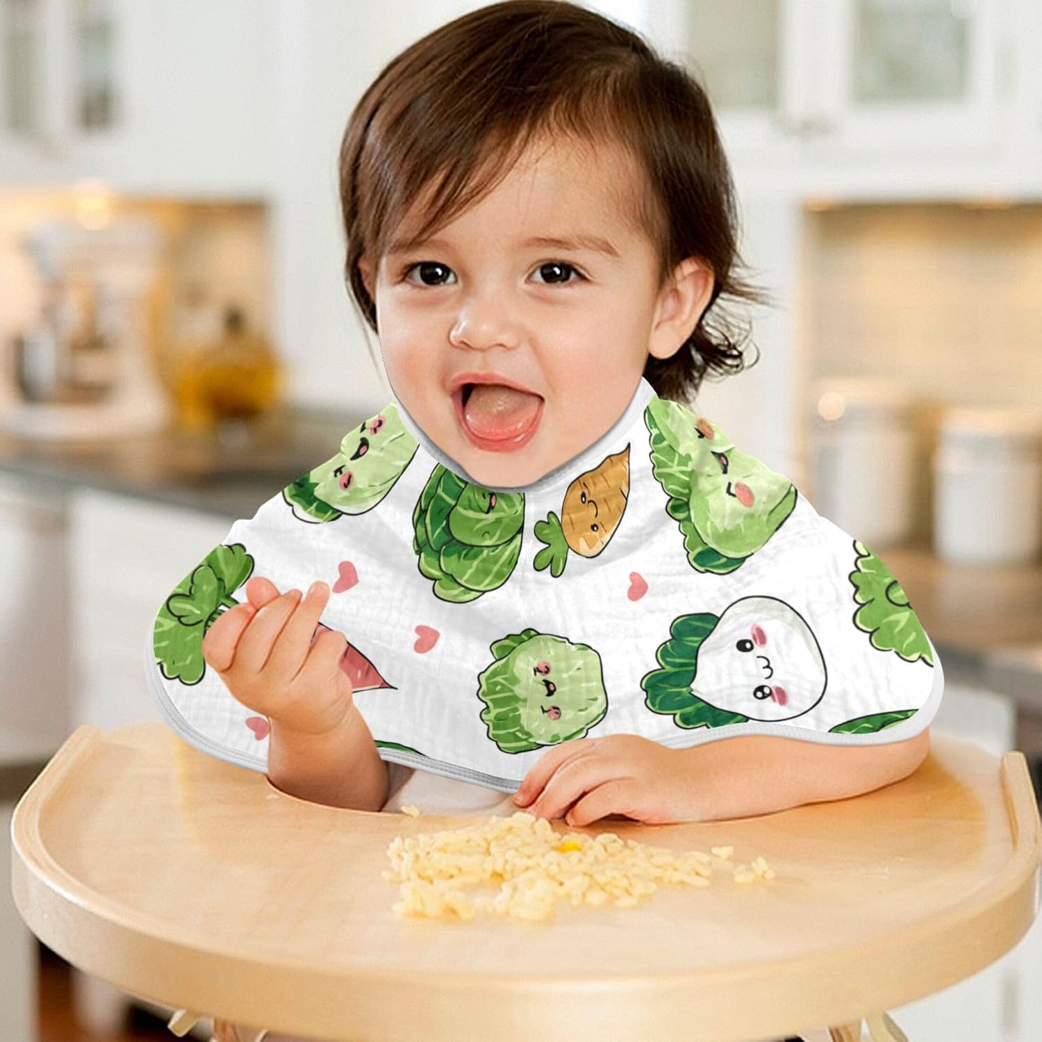 Kawaii Vegetable Burp Cloths Baby Boys Girls Absorbent Soft Cotton Burping Cloths Rags 4 Pack