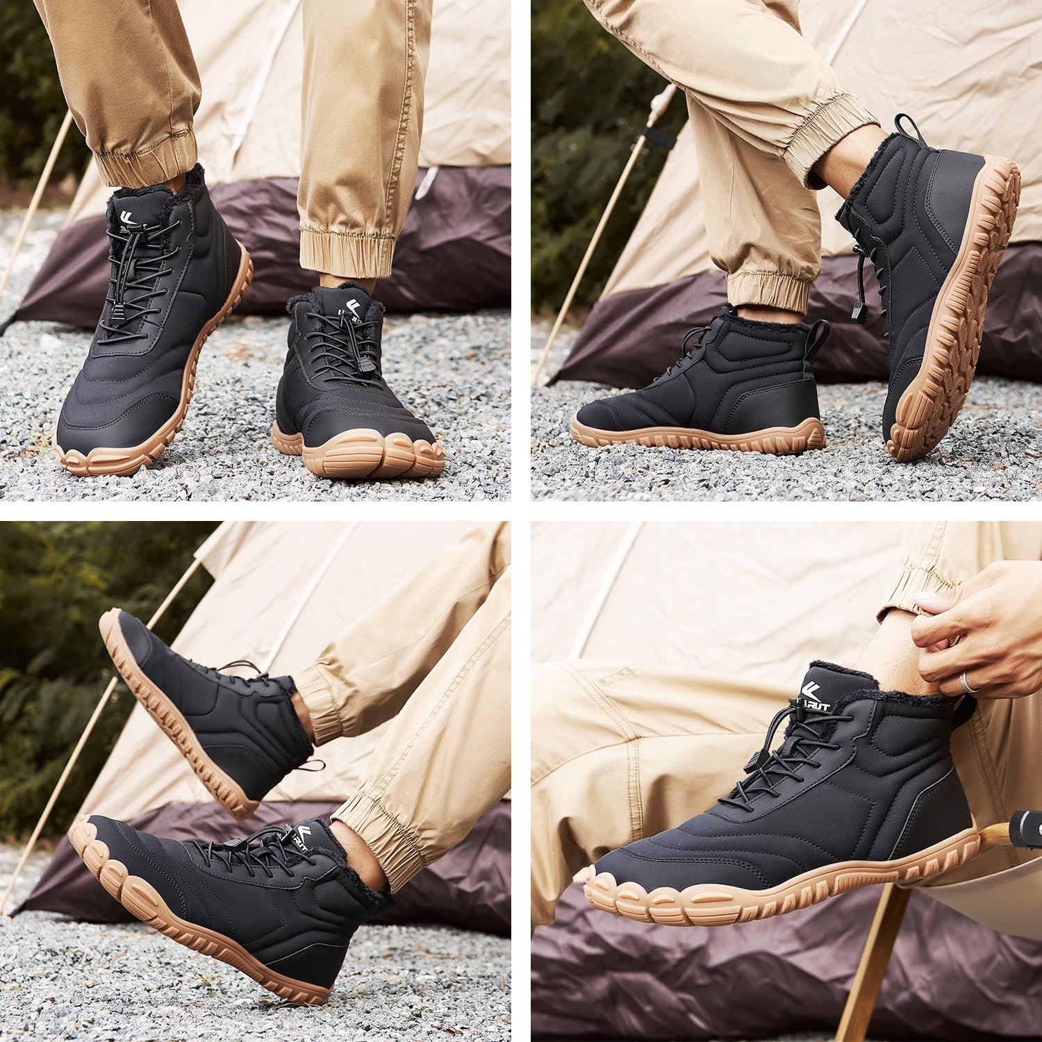 FLARUT Scarpe Invernali a Piedi Nudi Uomo Donna Barefoot Scarpe Foderate Caldo Scarpe a Punta Larga Resistenti all'acqua Scarpe da Trail Running Trekking InvernoStivali