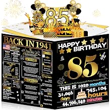 Joycard 85th Birthday Card for Women Men, 3D Pop Up Happy Birthday Gift for Grandpa Grandma, Funny 85 Year Old Birthday Decorations for Mother Dad, Back in 1941 Laser Gold Retro Theme